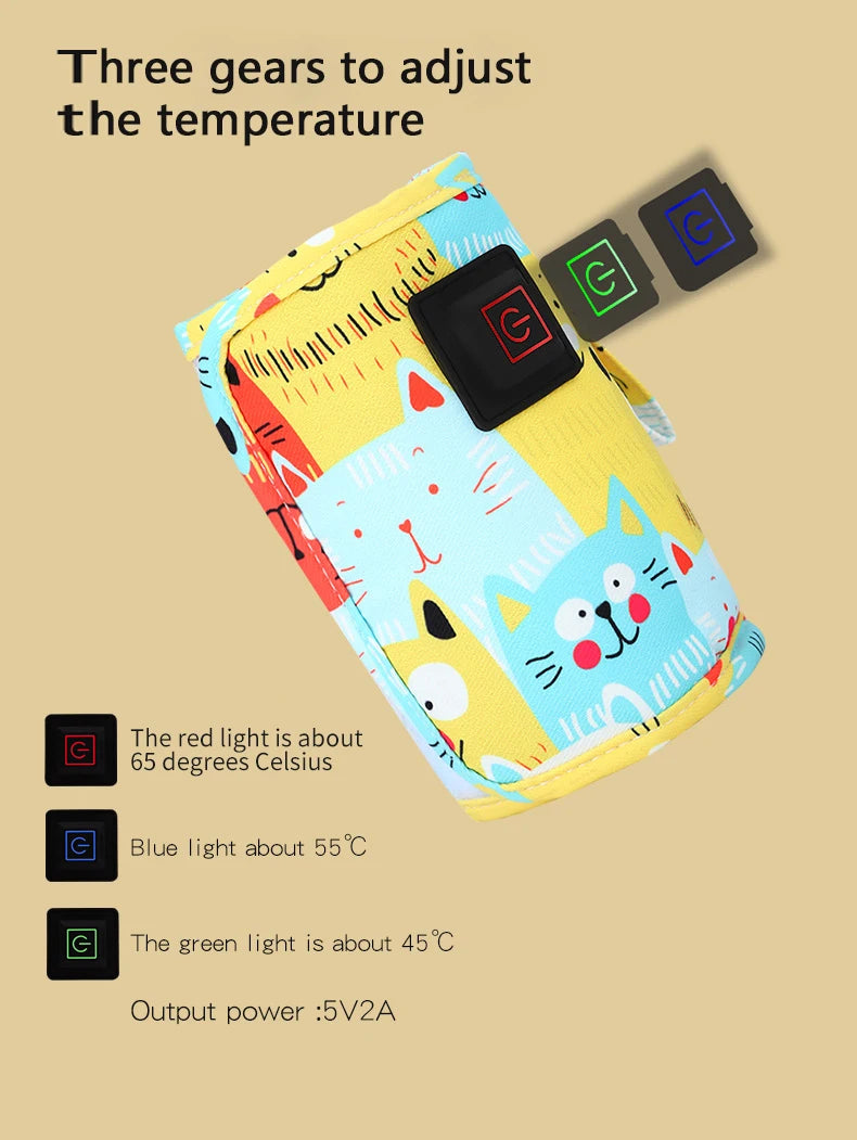 Portable USB Baby Bottle Warmer | Insulated Travel Bag & Heat Preservation
