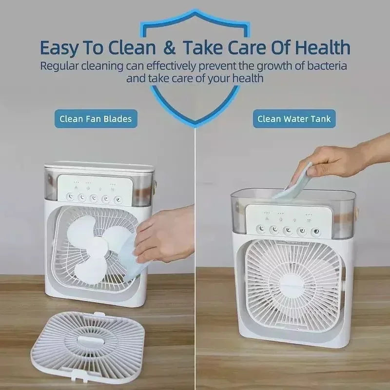 3-in-1 Portable Air Cooler Fan | Humidifier, LED Night Light & USB Powered