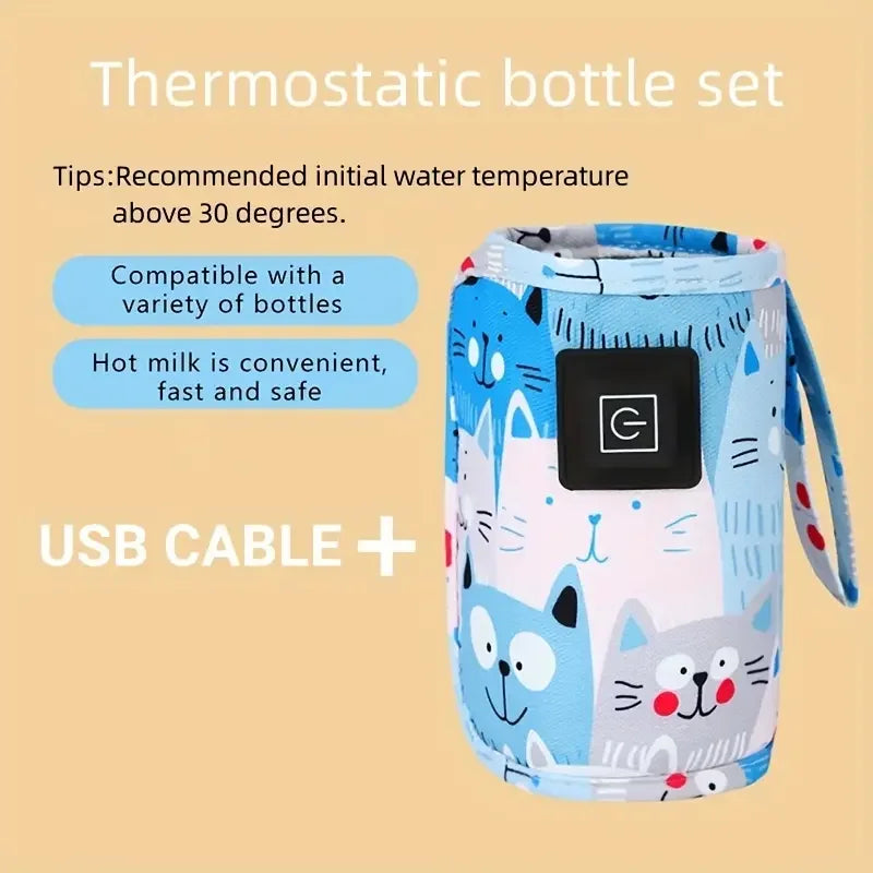 Portable USB Baby Bottle Warmer | Insulated Travel Bag & Heat Preservation