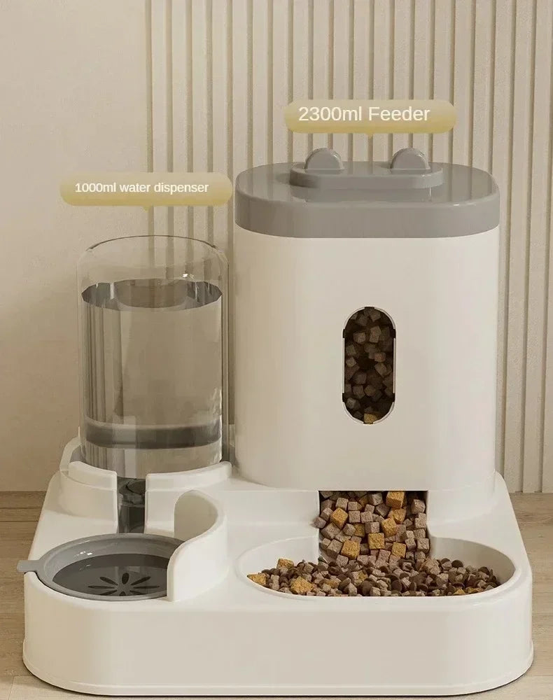Automatic Pet Feeder & Water Fountain | Large Capacity, No Power Needed