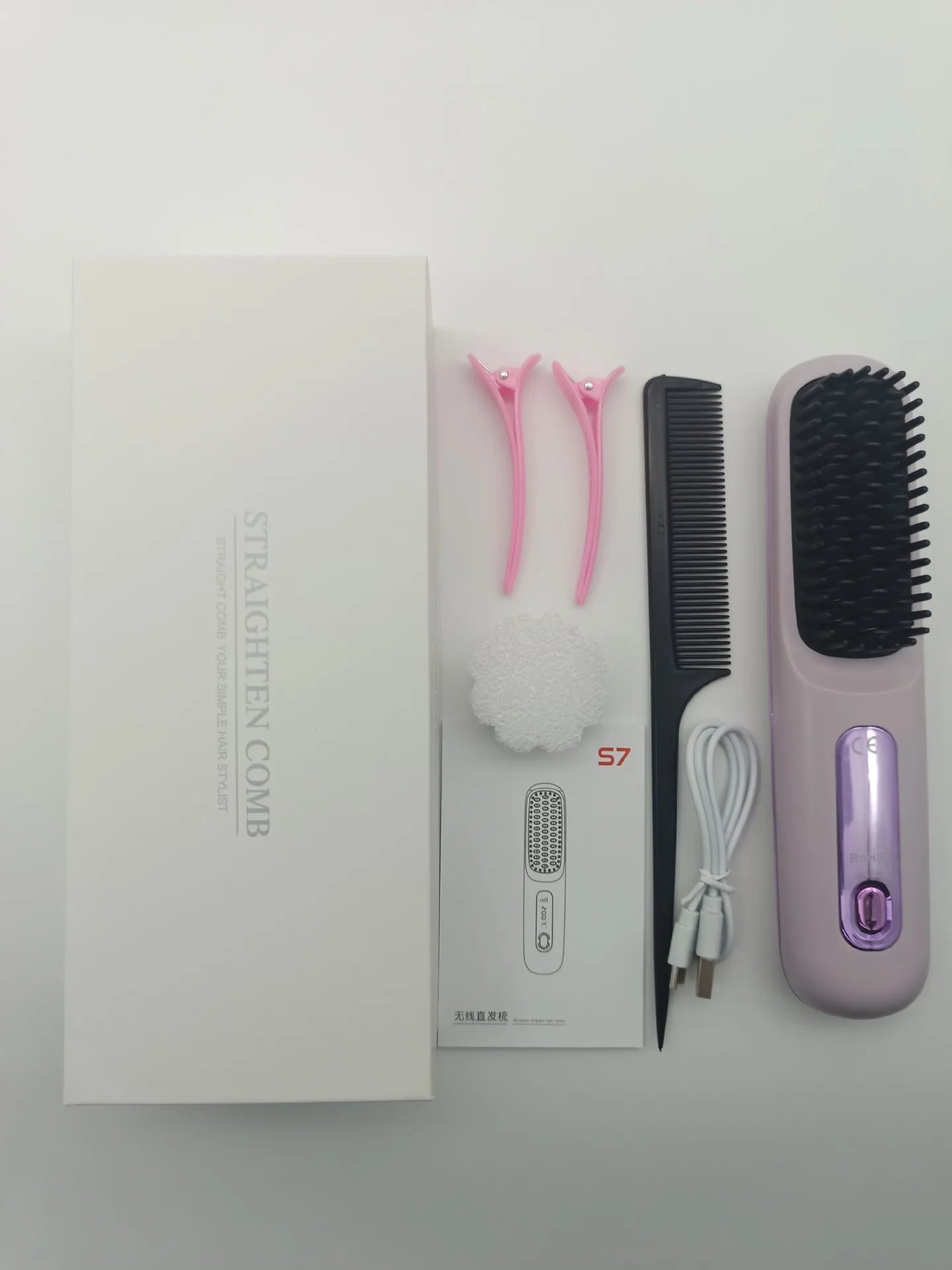 Cordless Hair Straightener Brush | Ionic Ceramic, LED Display & USB Rechargeable