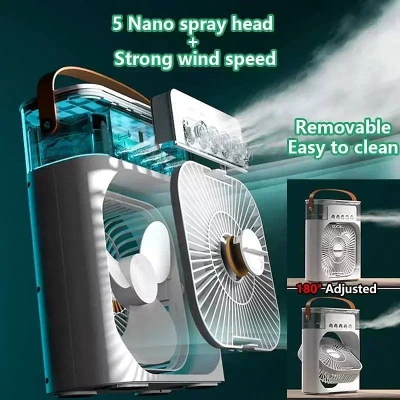 3-in-1 Portable Air Cooler Fan | Humidifier, LED Night Light & USB Powered