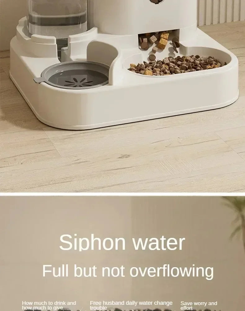 Automatic Pet Feeder & Water Fountain | Large Capacity, No Power Needed