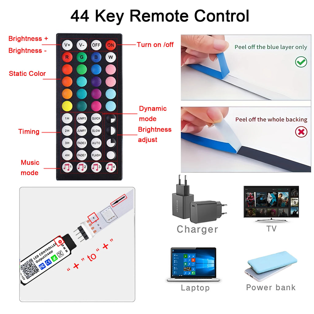 RGB LED Strip Lights | Music Sync, App & Remote Control, Color Changing
