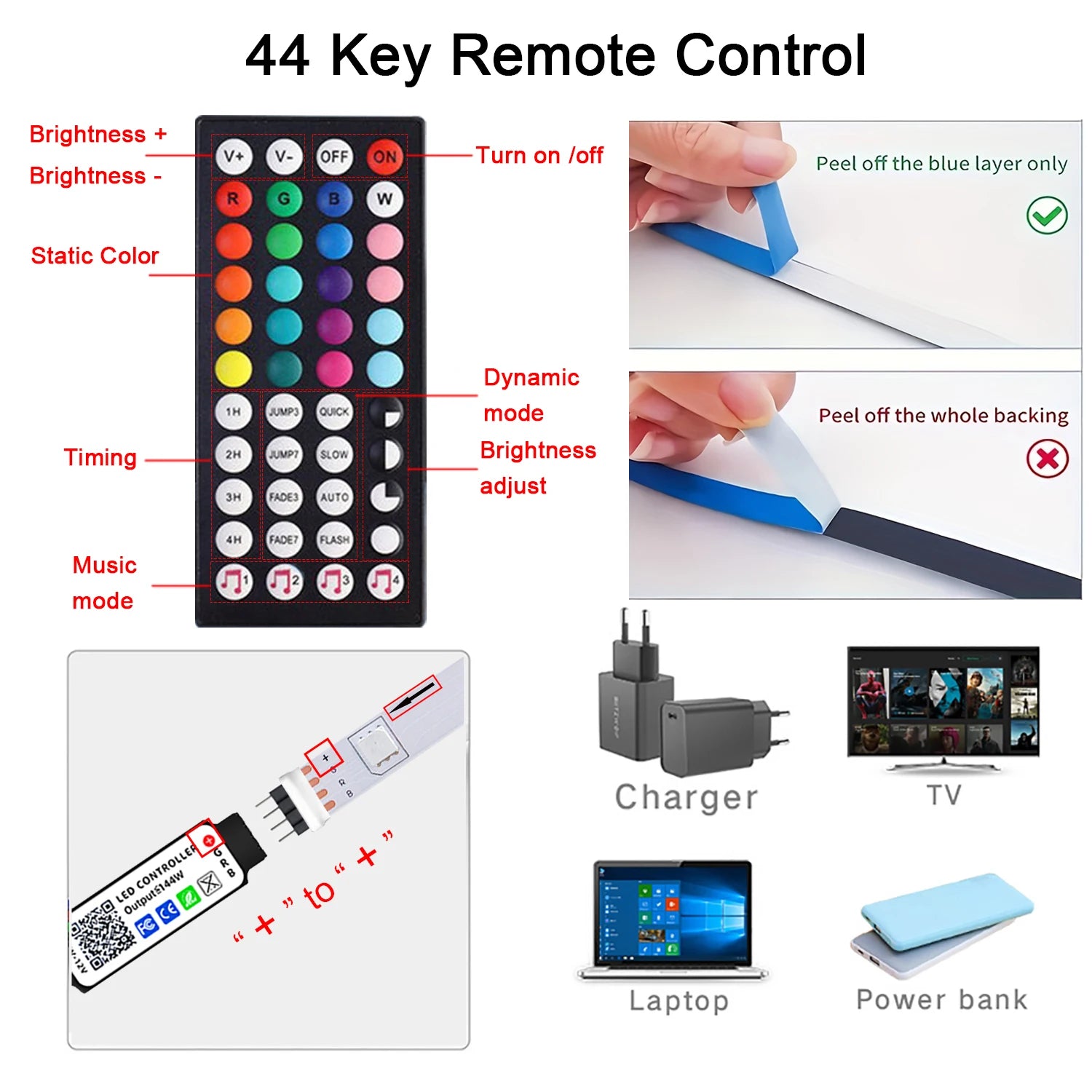 RGB LED Strip Lights | Music Sync, App & Remote Control, Color Changing