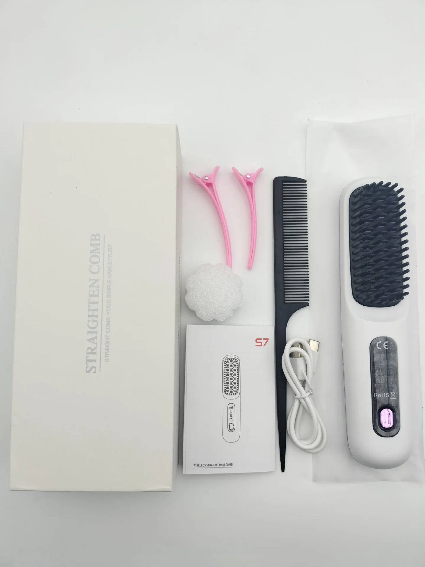 Cordless Hair Straightener Brush | Ionic Ceramic, LED Display & USB Rechargeable