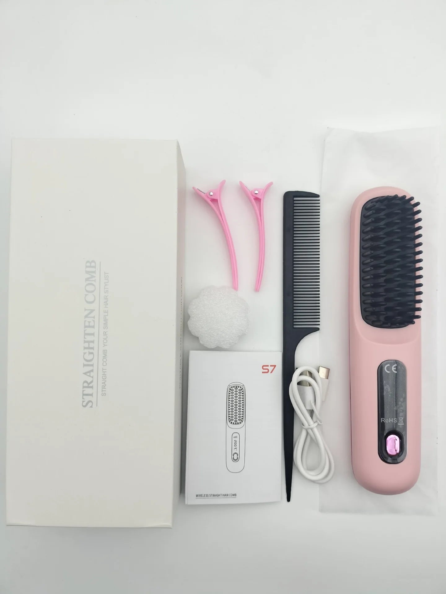 Cordless Hair Straightener Brush | Ionic Ceramic, LED Display & USB Rechargeable