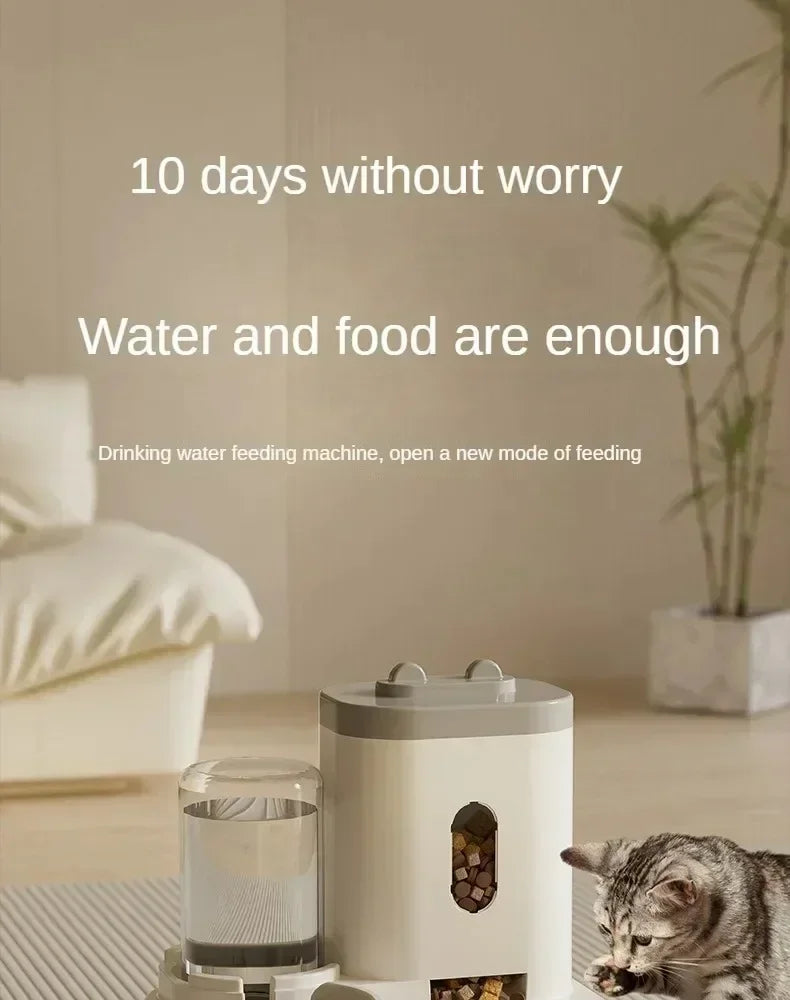 Automatic Pet Feeder & Water Fountain | Large Capacity, No Power Needed