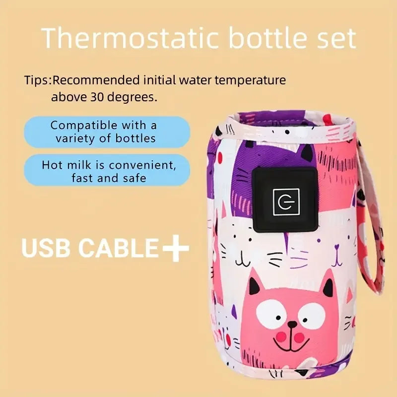 Portable USB Baby Bottle Warmer | Insulated Travel Bag & Heat Preservation