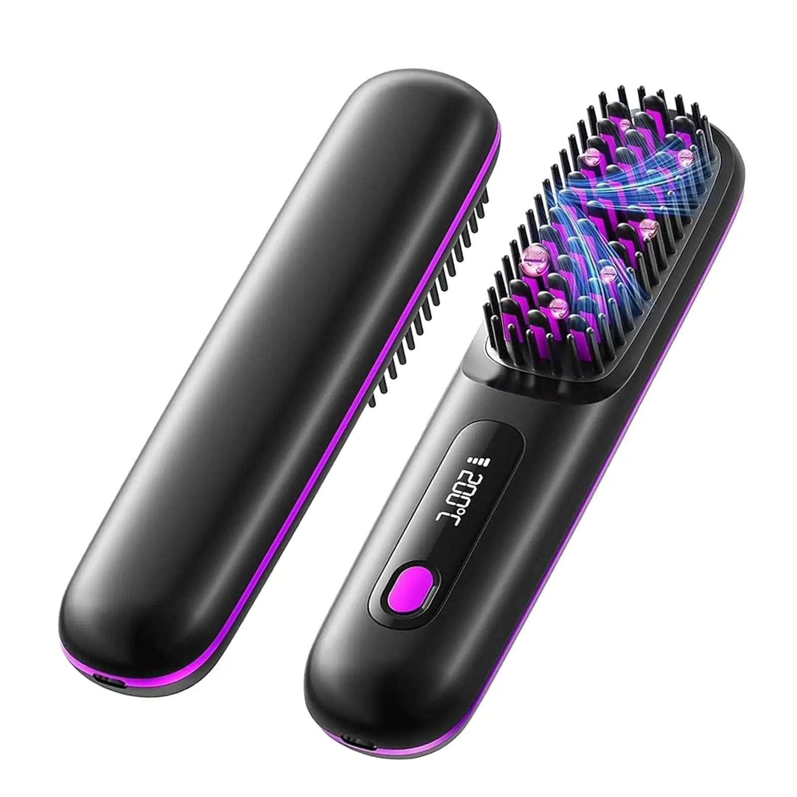 Cordless Hair Straightener Brush | Ionic Ceramic, LED Display & USB Rechargeable